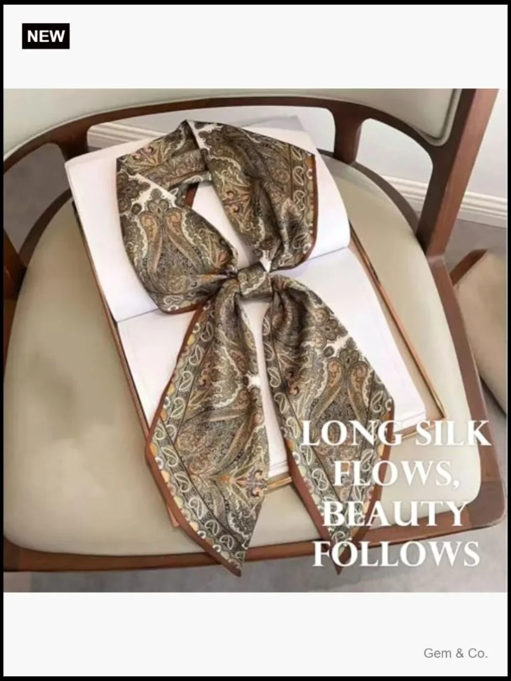 Silk Feel Multifunctional Head Scarf Women Hair Wrap Handbag Accessory
